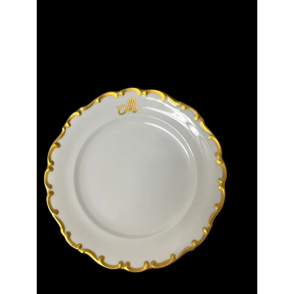 Schumann Arzberg Bavaria White Elegance Gold Monogram M Bread Plates Set of 5 - Picture 10 of 16